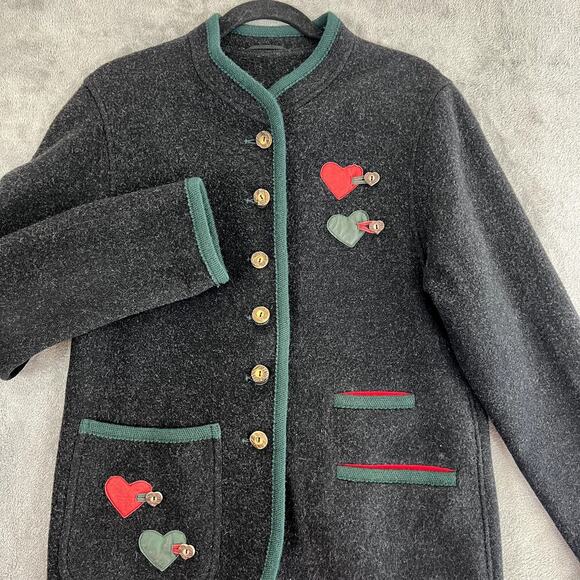 Vintage Austrian Trachten Jacket Omen's 34 Loden Wool Alpaca Boiled Wool Blazer - Picture 2 of 11